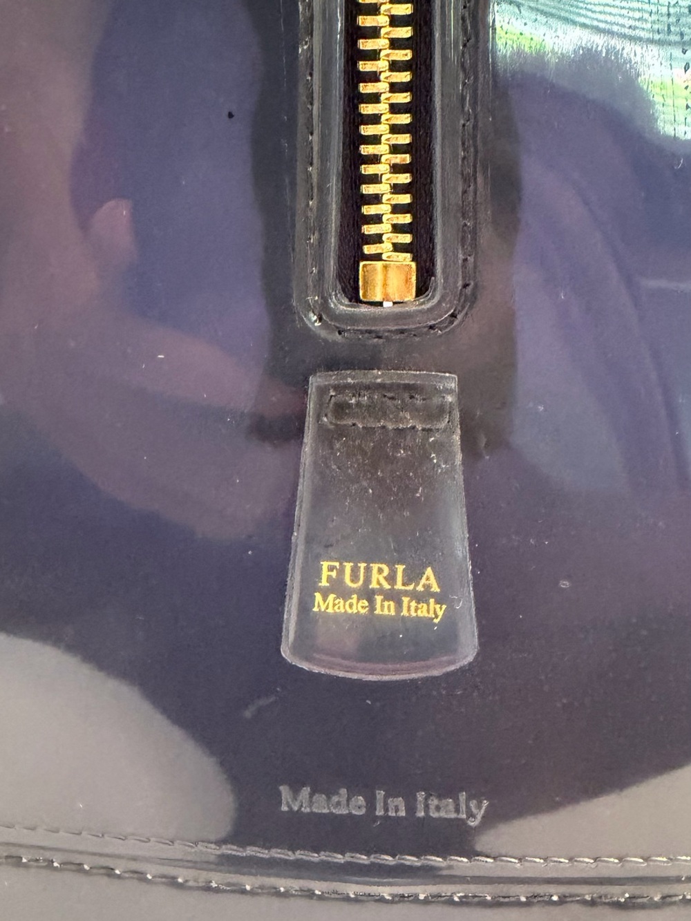 Furla Navy Patent Candy Bag Satchel - Picture 7 of 12